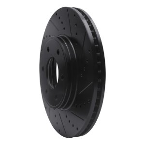 Chevrolet Trailblazer Brake Rotor (1) - Front Right - R1 Concepts - Drilled & Slotted - Black - `06-`09
